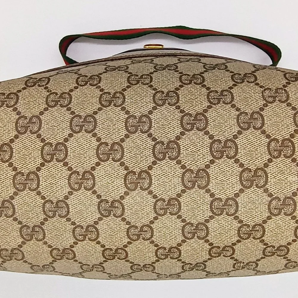 Vintage Gucci Sherry Line Guccissima Monogram Leather Tote Laptop Bag Brown
